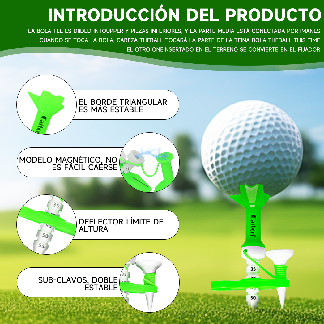 Caiton Golf Camiseta Madre-Hijo Escala Magnética 1/4uds | Altura ajustable, tee de golf con guía multifuncional, 4 colores (opcional)