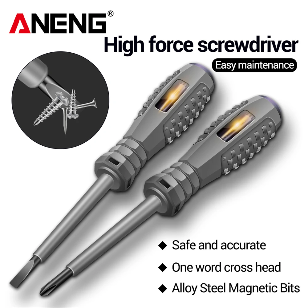 ANENG B04 Slotted/Phillips ไขควงหลอดนีออนตัวบ่งชี้ Non-Contact ฉนวนเครื่องทดสอบช่างไฟฟ้าเครื่องตรวจจับกระเป๋าปากกาเครื่องมือ