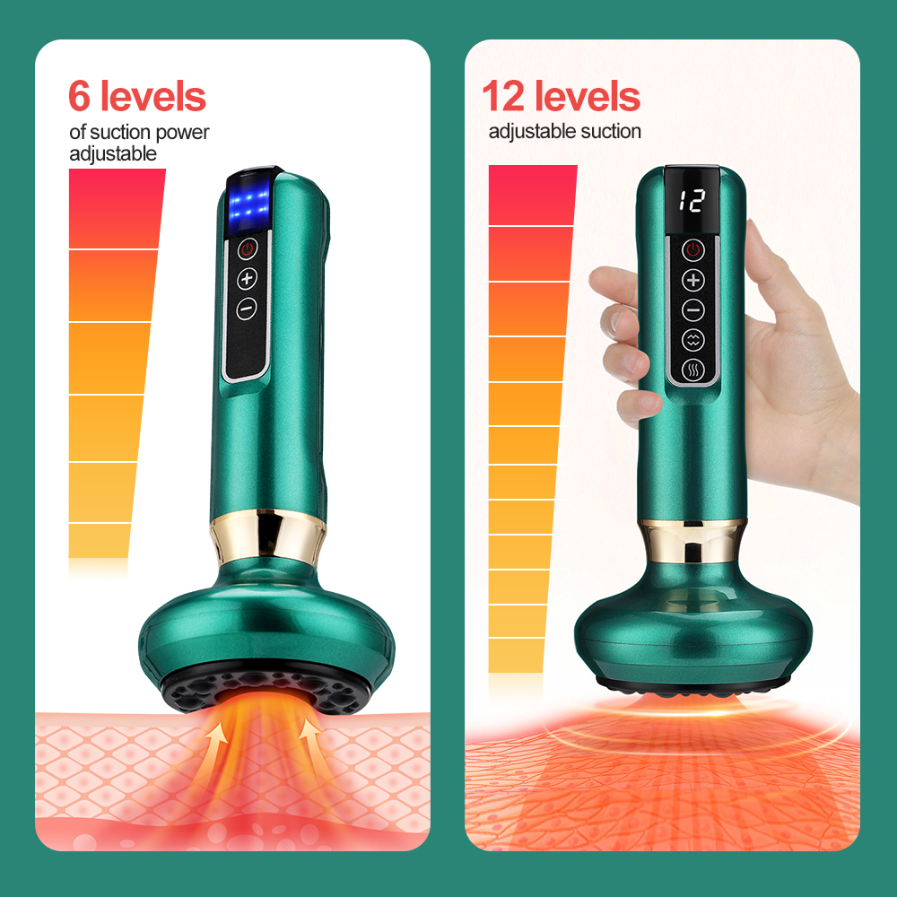12/6 níveis de cupping inteligente massageador pressão negativa aquecimento infravermelho aparelho raspagem sem fio draga meridiano relaxar