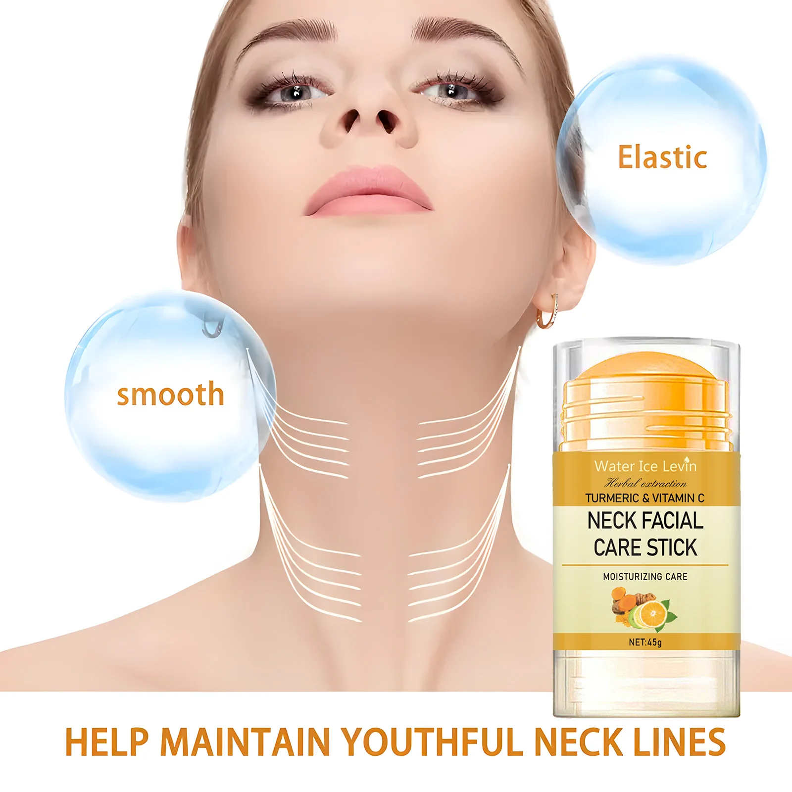 Bastão para cuidados faciais e pescoço com cúrcuma e vitamina C – Fórmula iluminadora e hidratante, leve e não gordurosa, adequada para peles sensíveis, design em bastão fácil de absorver, cuidados diários com a pele