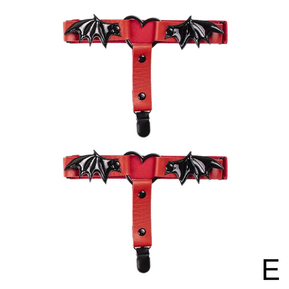 1 คู่ผู้หญิง Gothic Heart Shape ต้นขา Garter ค้างคาว Punk Wing ไนท์คลับขาถุงน่องคลิป Party Chain Garter ขาเข็มขัด Anti F4d7