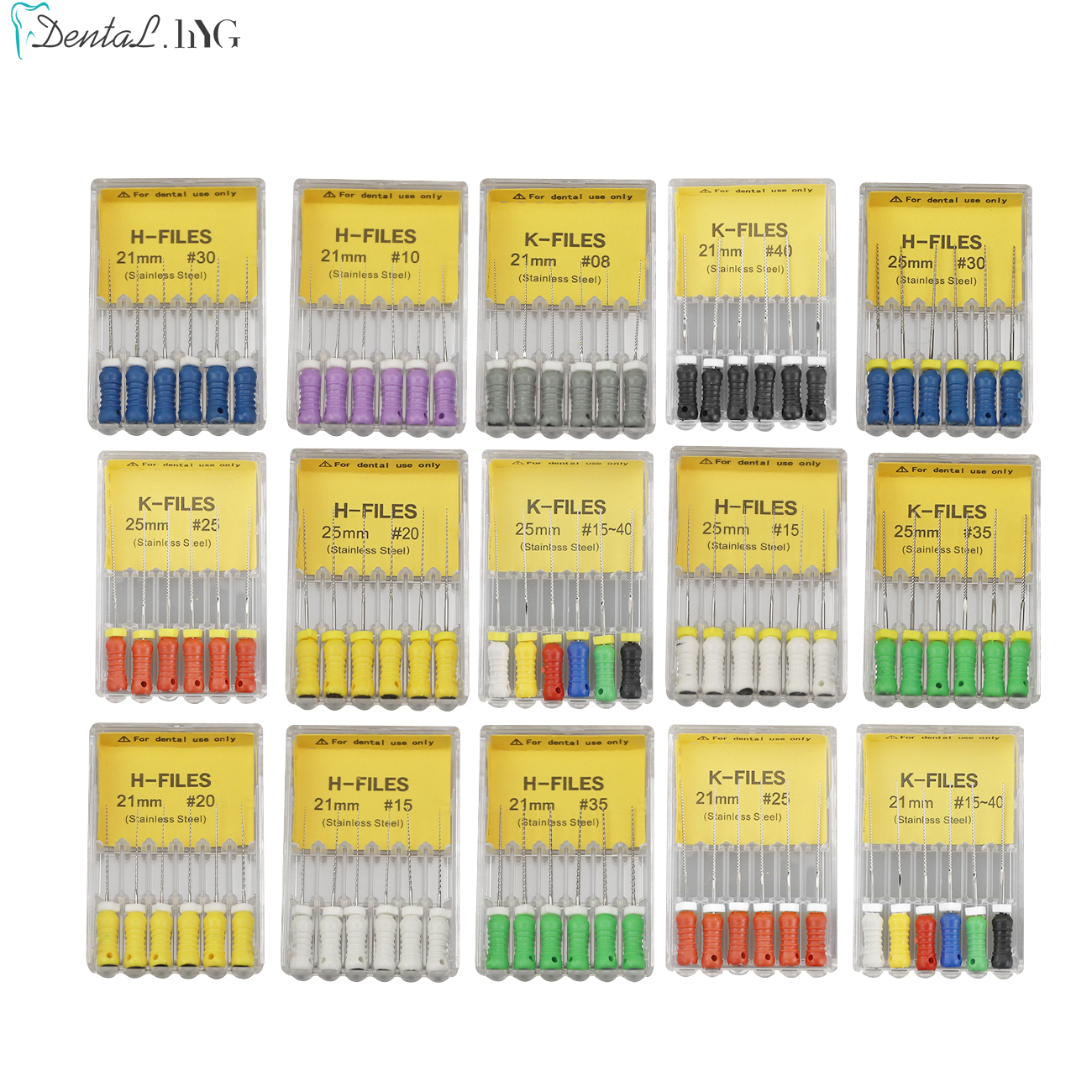 6 unidades/pacote dental mão uso k-arquivos 21/25mm arquivos de canal raiz endodontic de aço inoxidável ferramentas dentista arquivos dentários equipamentos de laboratório