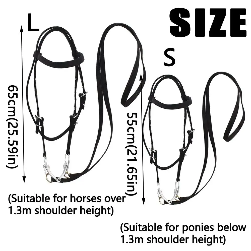 Halteres de caballo engrosados, correa ajustable, cómoda diadema con brida para caballo, ensanchador de cuello de caballo de tres colores resistente