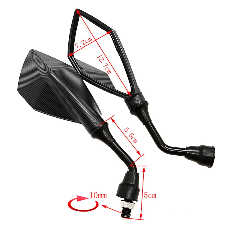 2 pçs 10mm espelhos retrovisores da motocicleta grande angular ajustável bicicleta guiador lateral flexível espelho retrovisor