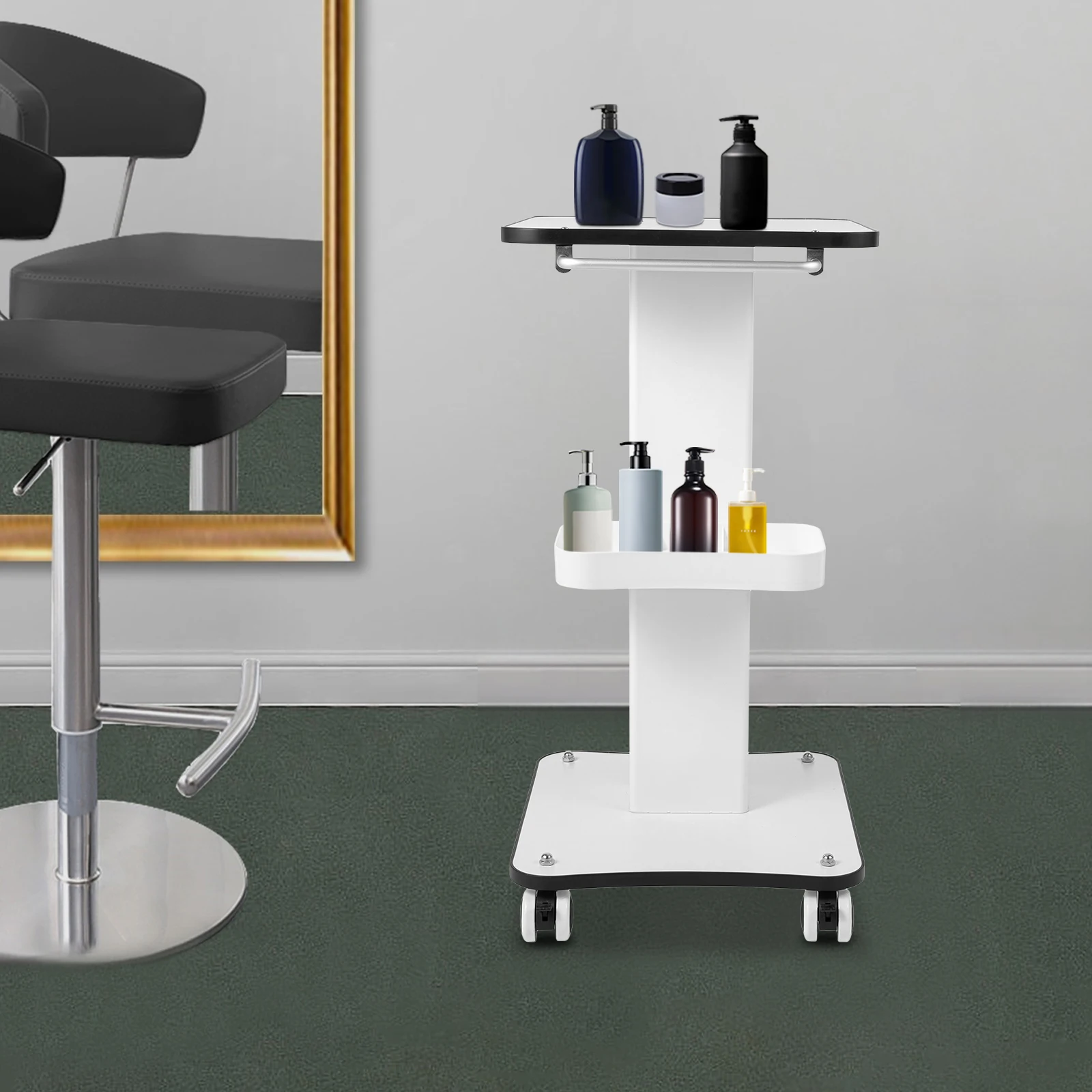 Wózek na kółkach z uchwytem Stojak na wózek Wózek pomocniczy Wózek organizacyjny Wózek do salonu Spa Meble Wózek narzędziowy Wózek do przechowywania