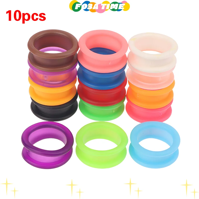 10Pcs Professional Barber Hair Shears Scissors Finger Rings Grips Inserts Soft Silicone Ring For Salon Barbers