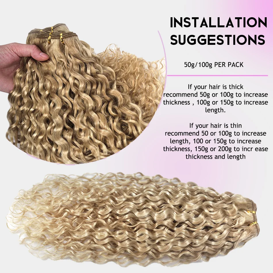 12-26Inch Tự Nhiên Remy Tóc Sợi Ngang Ý Sóng Nước Bó Humain Tóc Xoăn Tóc Phần Mở Rộng Cho Người Phụ Nữ tóc Vàng Ombre