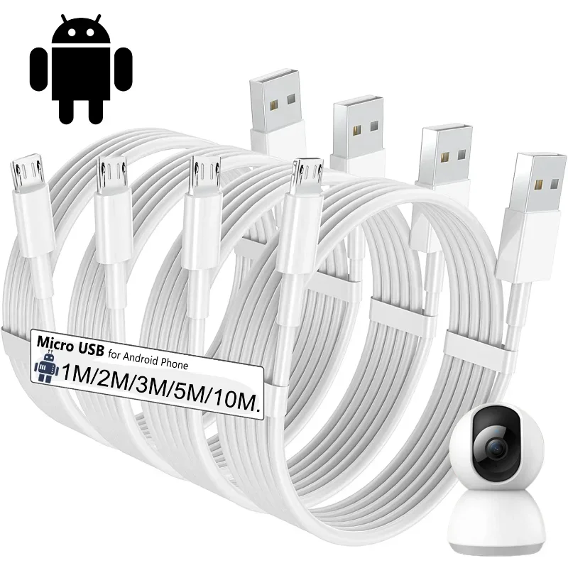 Cable de carga rápida Micro Usb Extra largo de 1m/3m/5m/10m para teléfonos Samsung Xiaomi Android Monitor de cámara Cable de datos del Banco de energía