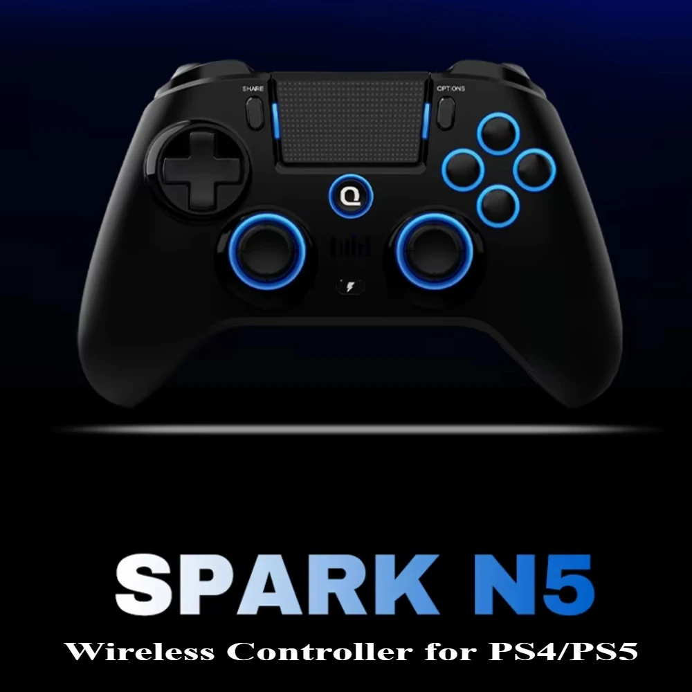 Controlador inalámbrico Original QRD Spark N5 para PS5, PS4, PS3, IOS, Android, PC, luces LED de 8 colores, efecto de vibración, mando PS5