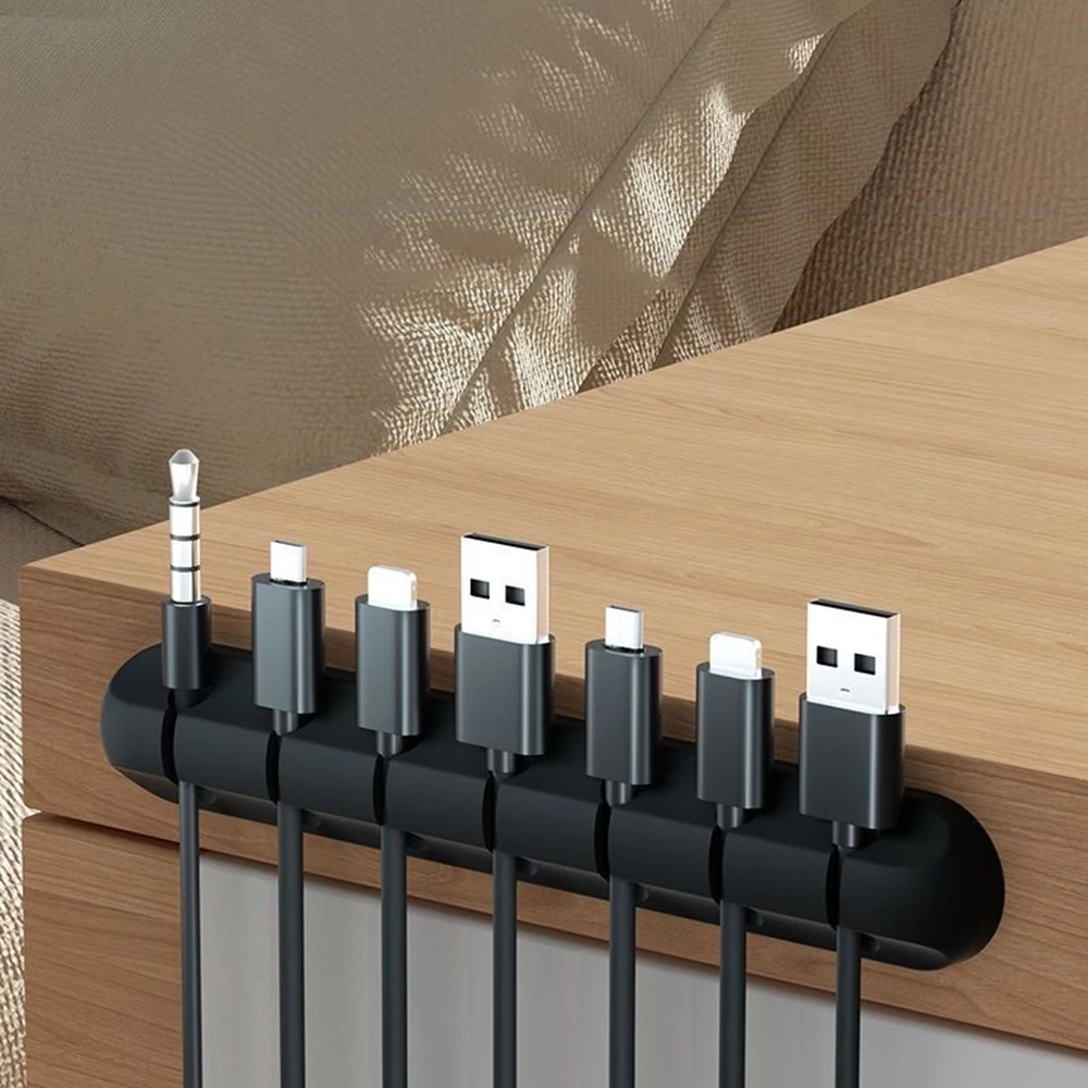 Selbstklebender Netzkabel-Kabelmanager, fester Spannfutterstecker, Mauskabel, Headset-Aufwicklung, Handy-Datenkabel, Karte, Silikon, Desktop