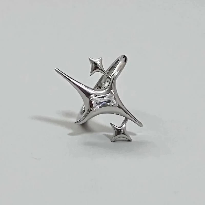 Vintage Onregelmatige Cross Star Open Ring voor Vrouwen Mannen Punk Gothic Sliver Kleur Verstelbare Paar Ringen Sieraden Gift