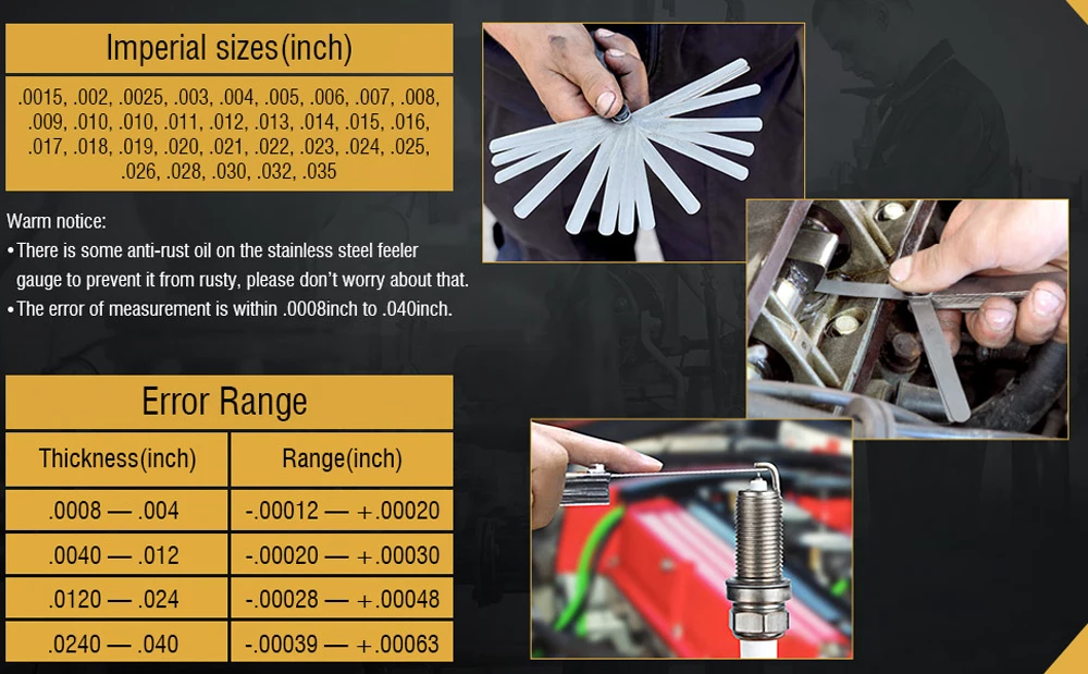 Spessimetro da 32 pezzi portatile durevole varie specifiche Spessimetro ad arco in acciaio inossidabile Gap Gauge Telemetro