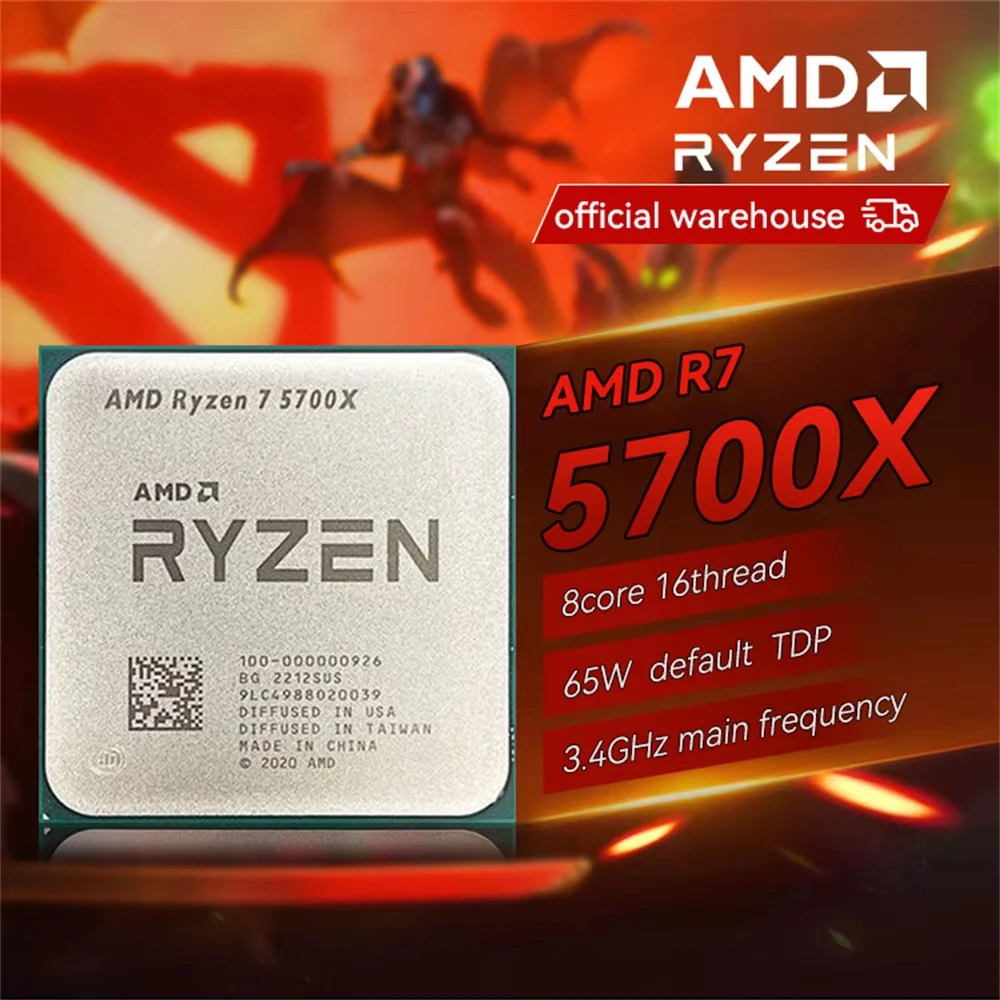 AMD R7 5700X Nuovo Ryzen 7 5700x Processore 8-Core CPU16-Thread 4,6GHz 7NM L3=32M 100-000000926 Presa AM4 DDR4 ma non senza ventola