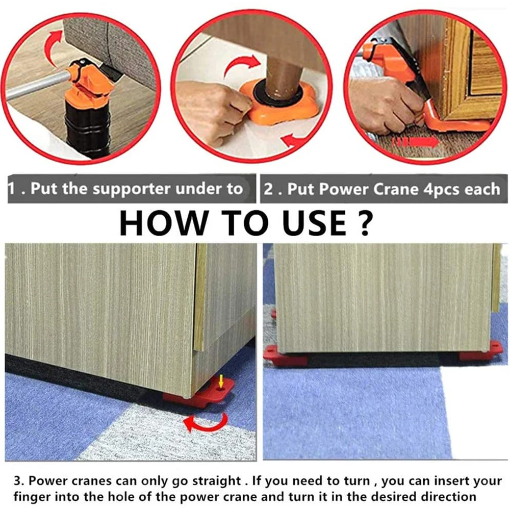 5/13 Chiếc Nặng Đồ Nội Thất Mover Bộ Đồ Nội Thất Mover Dụng Cụ Vận Tải Nâng Nặng Đồ Di Chuyển Bánh Xe Thanh Dụng Cụ Cầm Tay