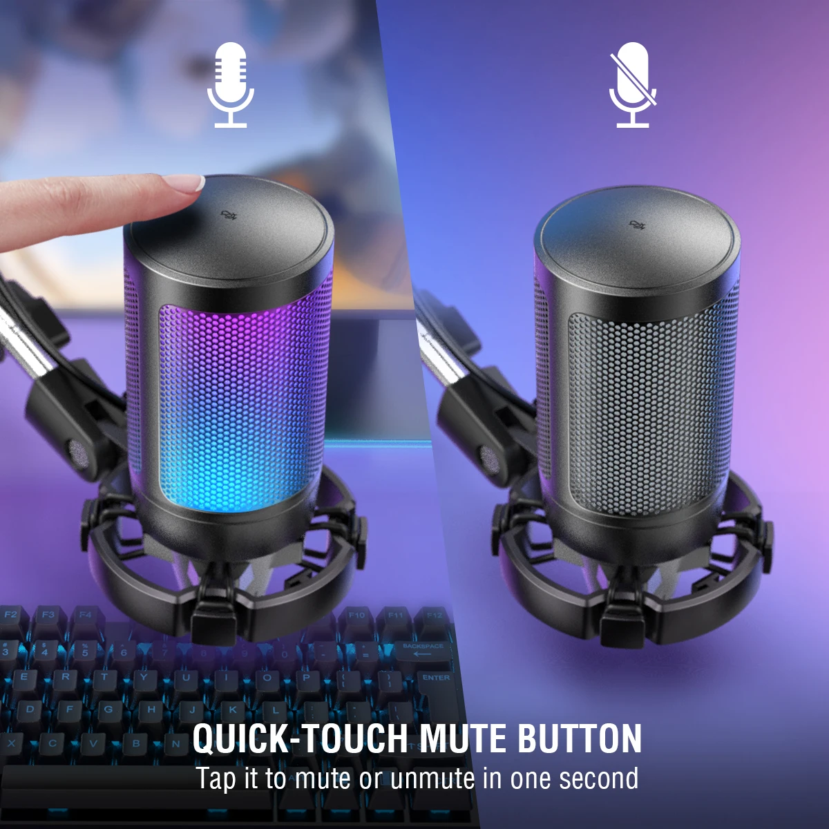 Комплект игрового USB-микрофона FIFINE для ПК, набор конденсаторных кардиоидных микрофонов PS4/5 с кнопкой отключения звука/RGB/подставкой для рук, для потокового видео A6T