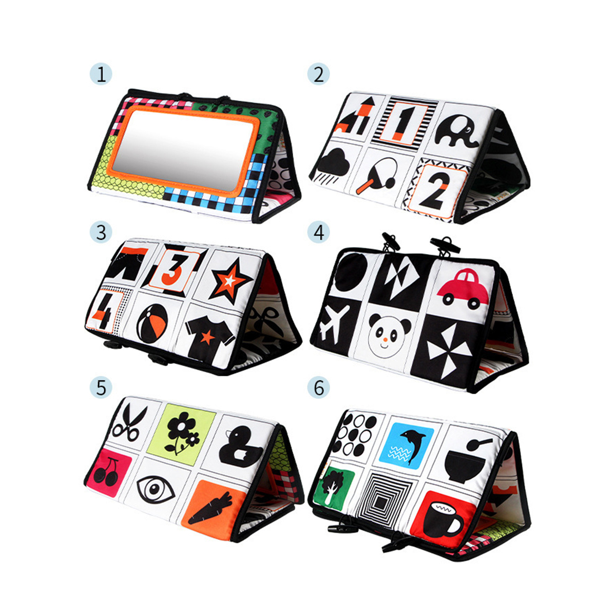 Black and White Newborn Mirror Toys Baby Tummy Time for Babies Montessori Development Crawl High Contrast Activity Sensory Toy