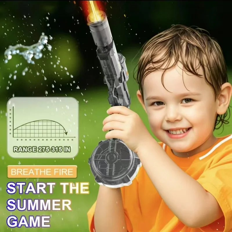 Firelight Electric Continuous-Fire Water Gun with Integrated Pulse Flame Light Effects - Self-Loading  Recoiling Children's Toy