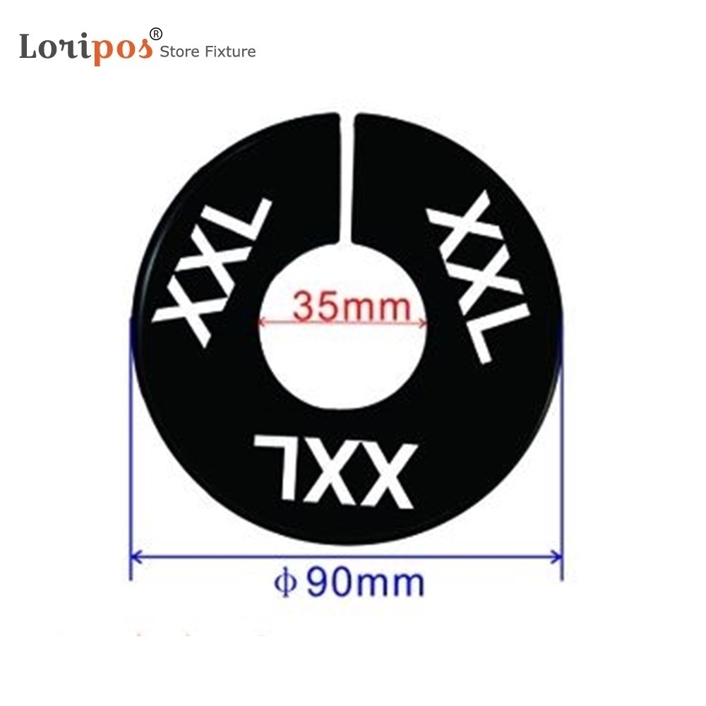 DIY-Kleidungsgrößenteiler, runde Kleiderbügel, Schrankteiler für Bekleidungsgeschäfte oder Zuhause, weiße leere Trennwände, Kleideranhänger