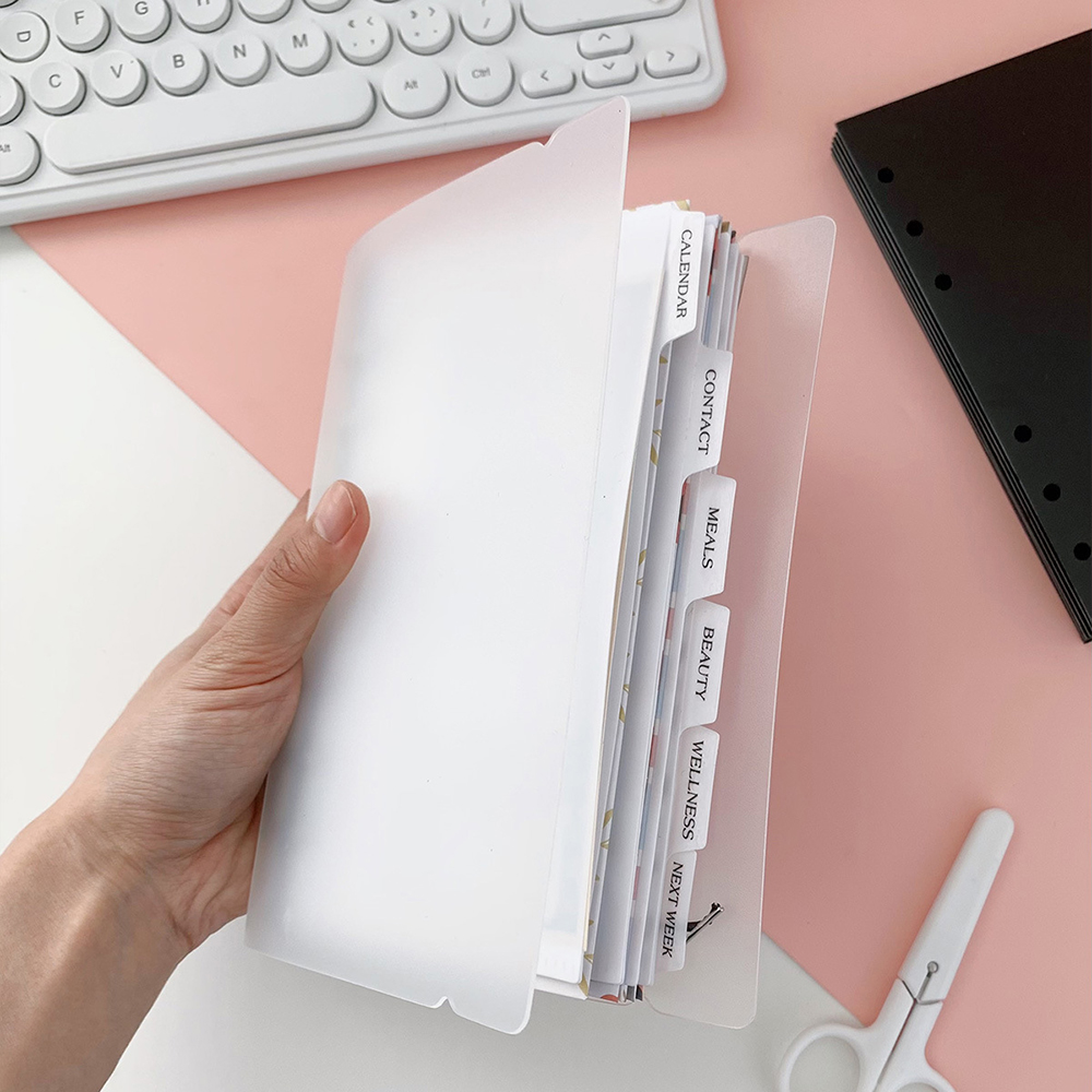 Divisores de índice de fichário a6/a6/a7, página de índice para caderno de folhas soltas, bolsa de arquivamento de documentos, artigos de papelaria, material de escritório