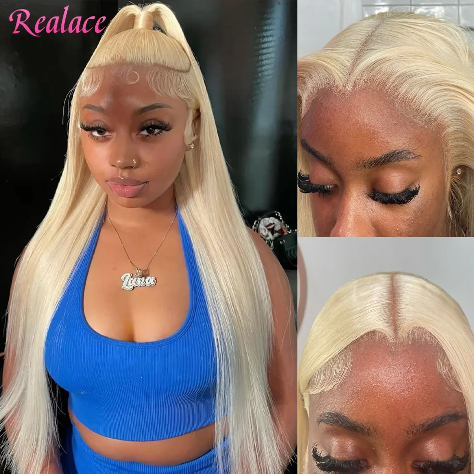 Peluca Frontal de encaje Rubio 613 Hd, peluca con malla Frontal recta de hueso 13x6, pelucas prearrancadas de cabello humano brasileño de colores 613 para mujeres