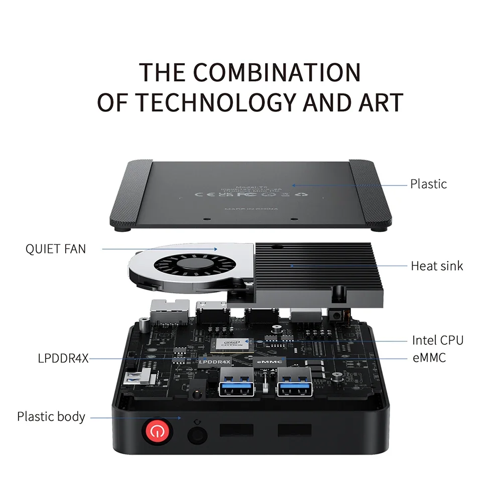Beelink T5 MINI PC CPU Intel N4020 4GB DDR4 64GB EMMC WIFI 5 BT5.0 4K HD Dual Screen 1000M Lan Office Desktop Gamer Computer