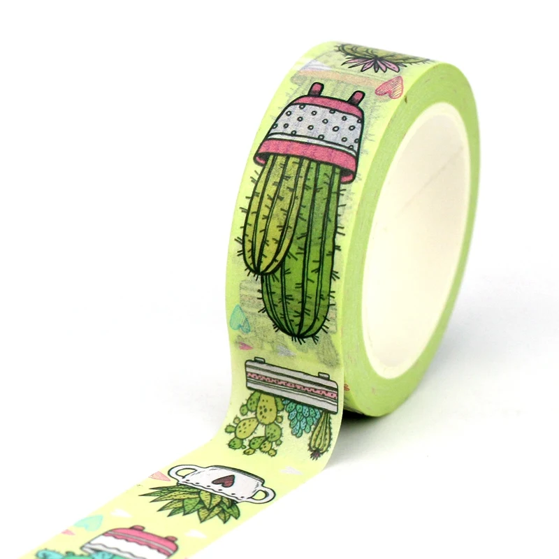 Novo 1pc 10m decoração planta suculenta cactus washi fita para scrapbooking diário adesivo diy fita adesiva bonito papelaria