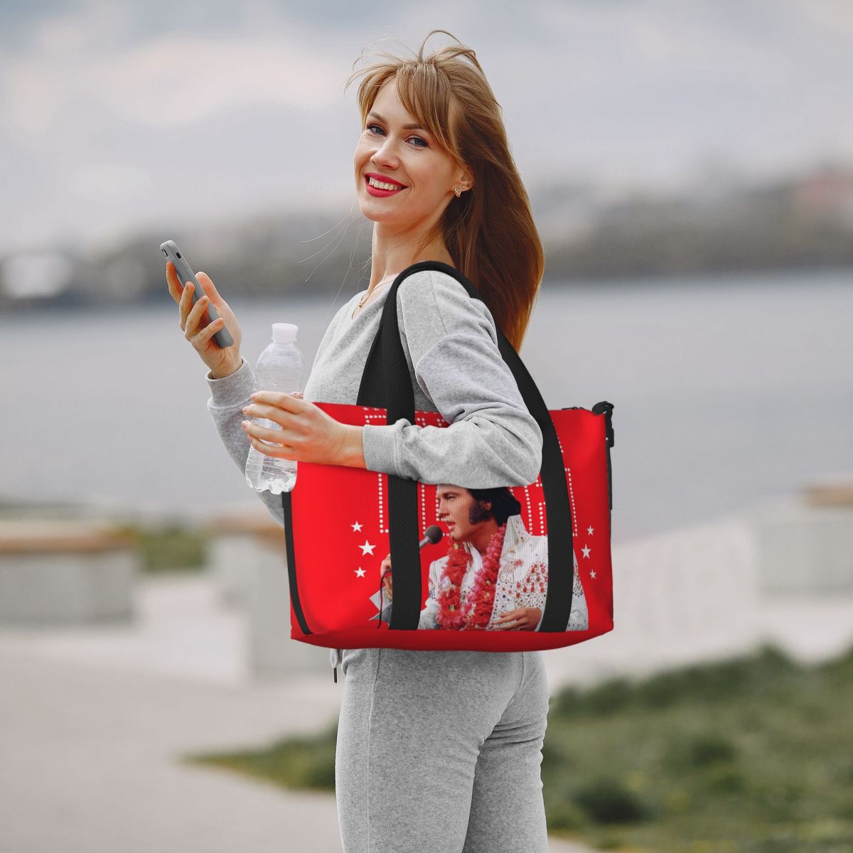 Custom Elvis และ Rock King Tote กระเป๋าผู้หญิงขนาดใหญ่ความจุนักร้องอเมริกันนักแสดง Gym Beach กระเป๋าเดินทางไหล่