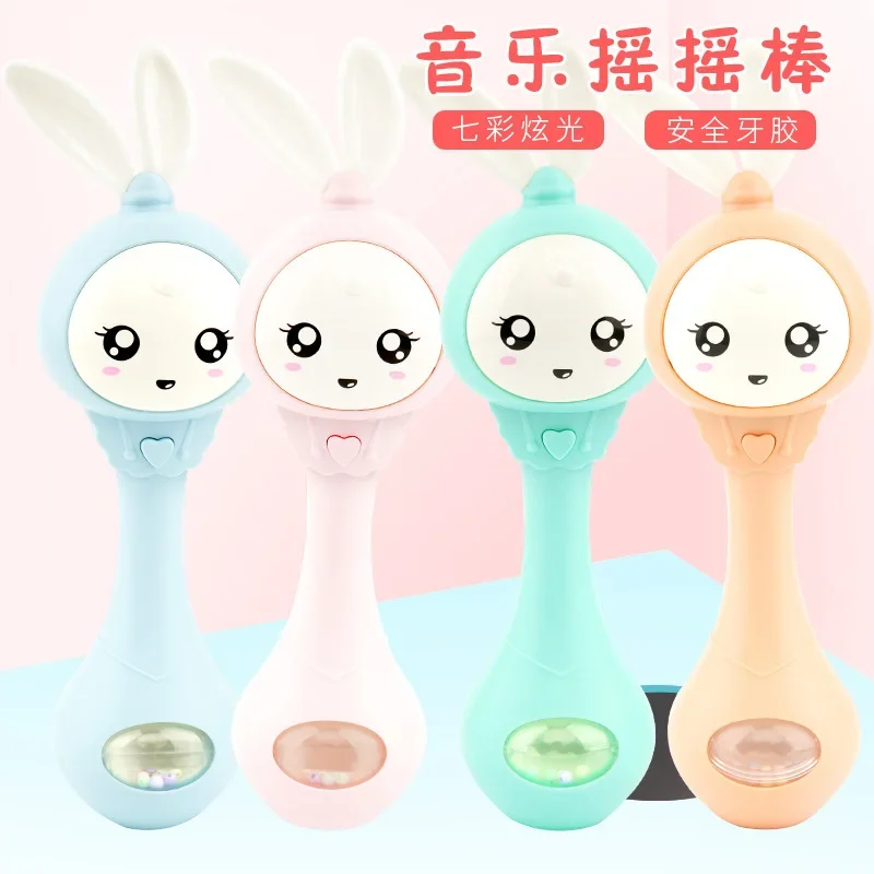Nhạc Cho Bé Nhấp Nháy Lục Lạc Đồ Chơi Thỏ Miếng Dán Tay Chuông Di Động Trẻ Sơ Sinh Dừng Khóc Lóc Rách Lục Lạc Sơ Sinh Đầu Giáo Dục Đồ Chơi 18M