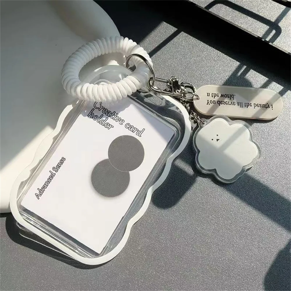 Creative Design Kpop Photocard Holder Transparent Card Holder Keychain Photo Sleeves Bus Card Student Card Case Photo Protector