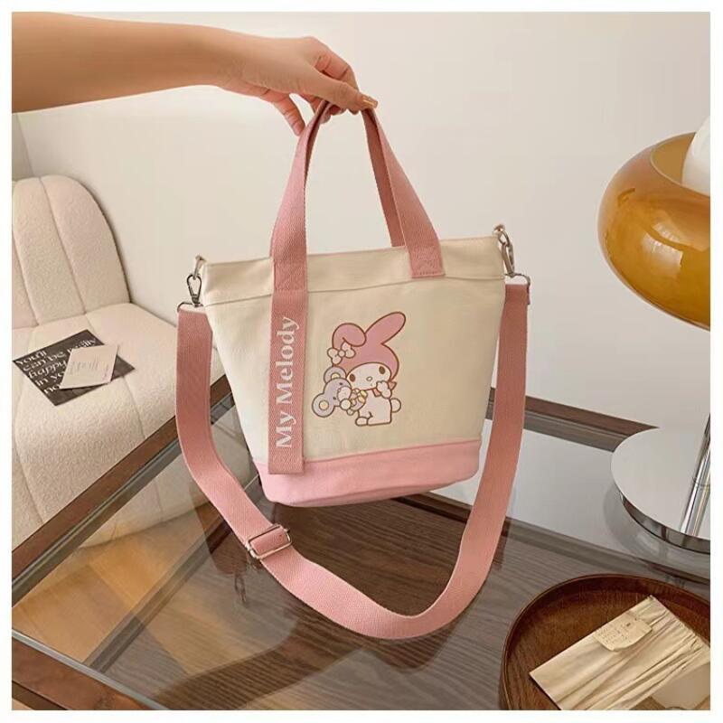 Miniso sanrio lona crossbody saco bonito moda bolsa balde grande capacidade commuter menina presente