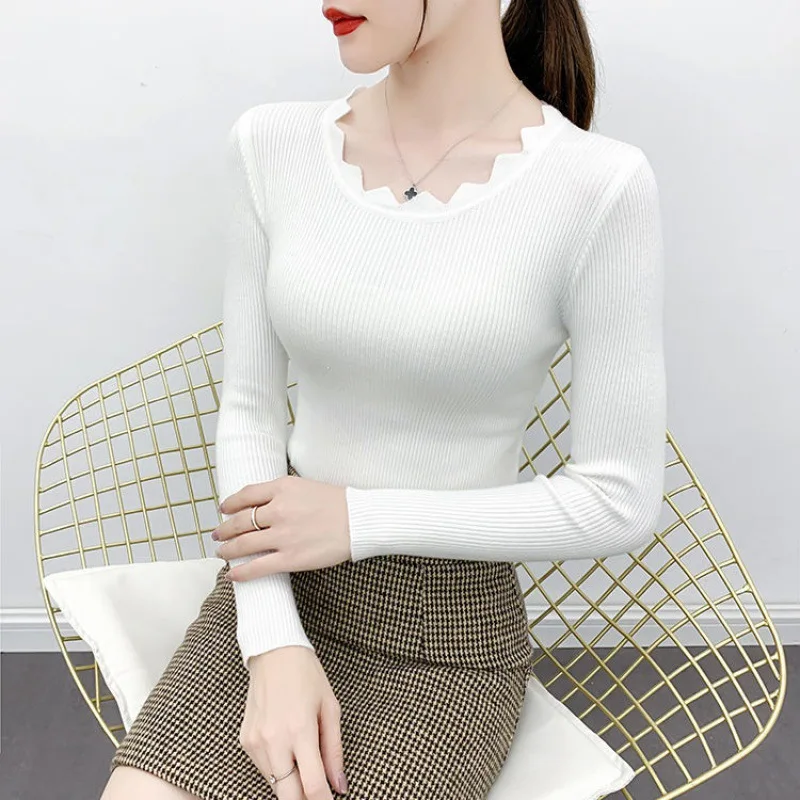 2024แฟชั่นแขนยาวElegant O-คอเสื้อกันหนาวผู้หญิงฤดูใบไม้ร่วงSlimถักเสื้อฤดูหนาวCasual Pullover Jumper