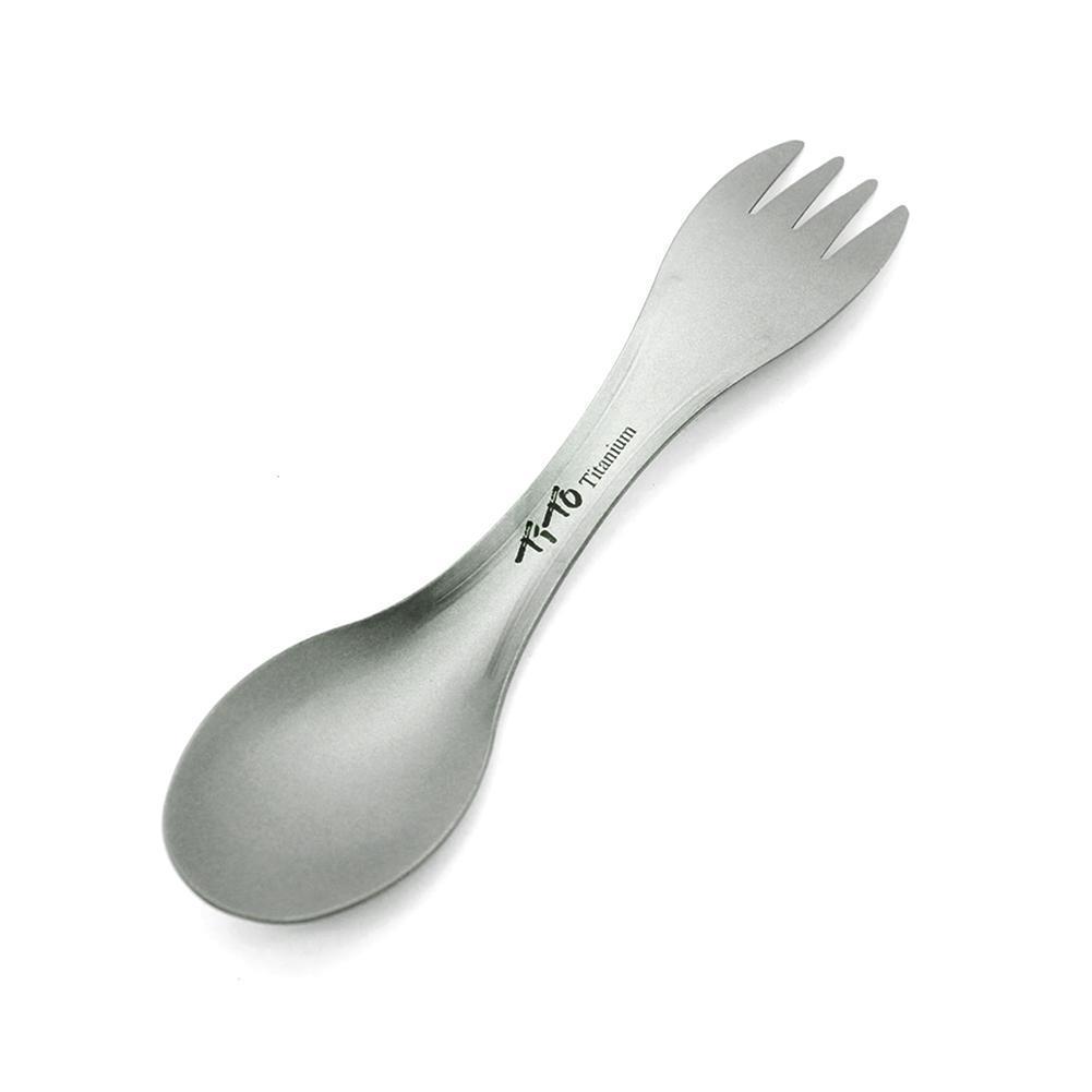 Cuchara de titanio ultraligera, utensilios de cocina portátiles para acampar al aire libre, accesorios de Picnic, senderismo, viajes, vajilla 2 en 1