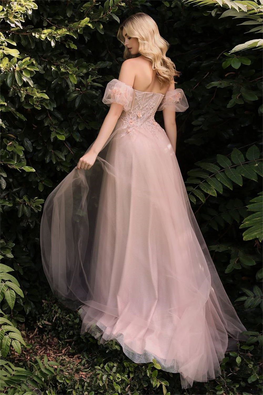 Cathy Elegant Heart Shaped Neck Tulle Prom Dress Customized Sweet Puffy Sleeves Vestidos De Novia  Side Split robes de soirée