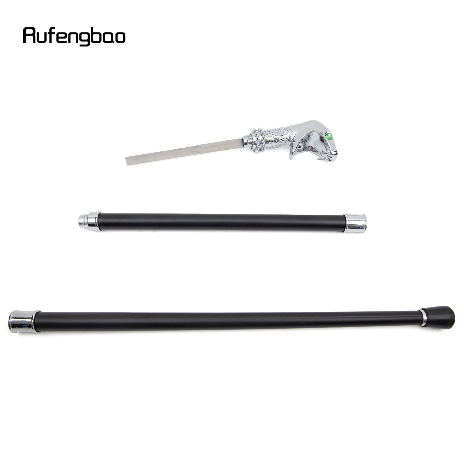 สีขาวหรูหรางู Cobra ตาสีเขียวเดิน Stick ซ่อนแผ่นป้องกันตัวเองแฟชั่น Cane แผ่นคอสเพลย์ Crosier Stick 92 ซม