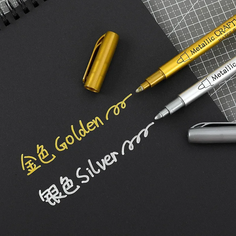 2/1 PC แปรง METALLIC MARKER ปากกาทองเงินสีถาวร Art MARKER สําหรับมังงะหัตถกรรม Scrapbooking เครื่องเขียนโรงเรียน