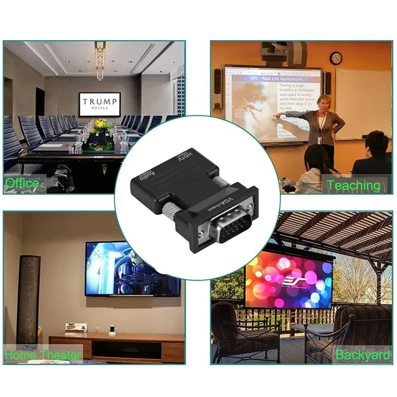 HDTV To VGA Line With Audio HDTV Compatible Converter 1080P HD Female Input To VGA Male Audio Output Adapter Plug Play