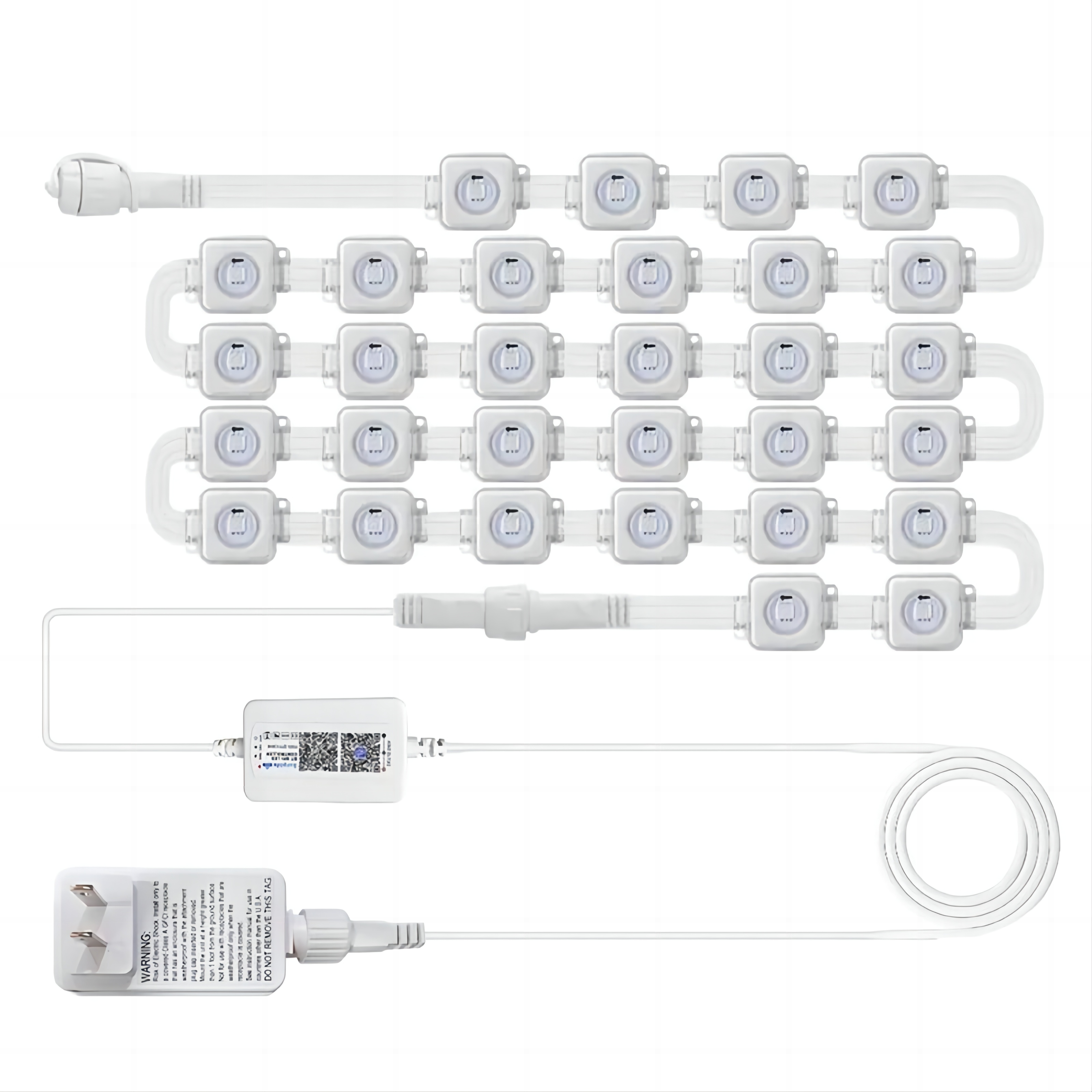 LED 영구 야외 이브 라이트 스마트 RGB 야외 조명, 75 가지 색상 모드, 블루투스 앱, 72 LED 이브 라이트, IP67 방수