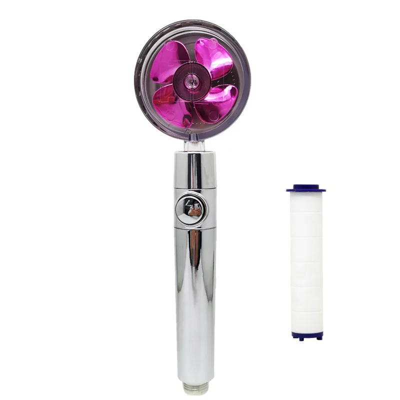 Nova cabeça de chuveiro portátil turboalimentada de alta pressão - hélice acionada com filtro de algodão para fluxo poderoso e economia de água