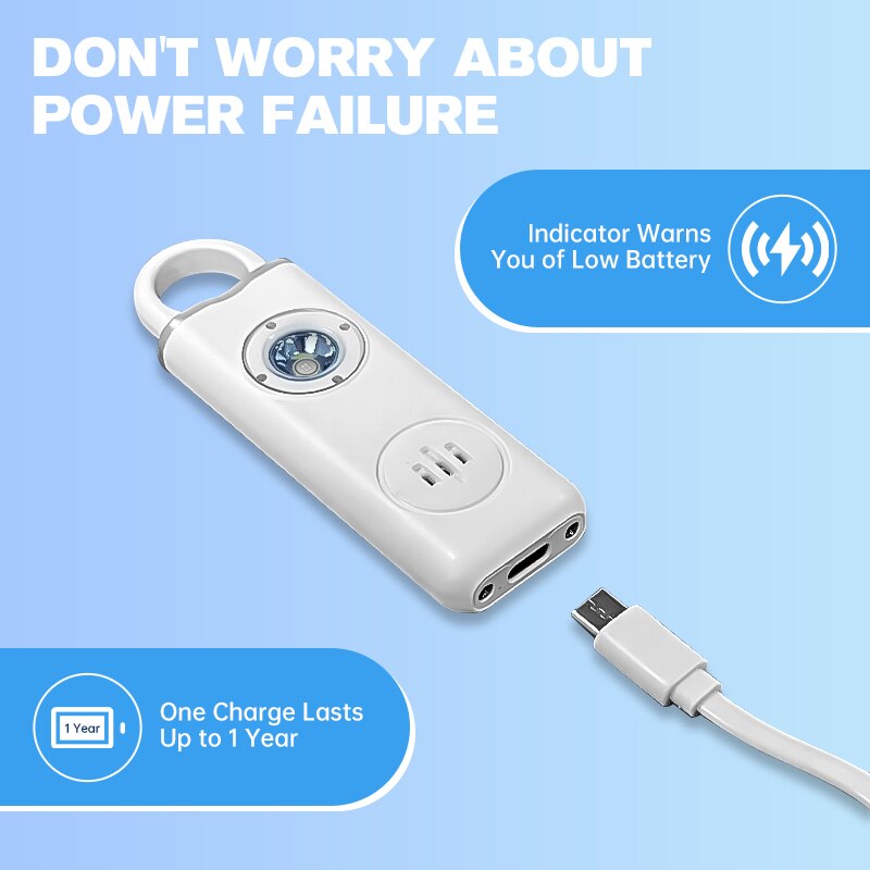 Сигнализация для самообороны, издаваемый шум 130 дБ, цвета в ассортименте