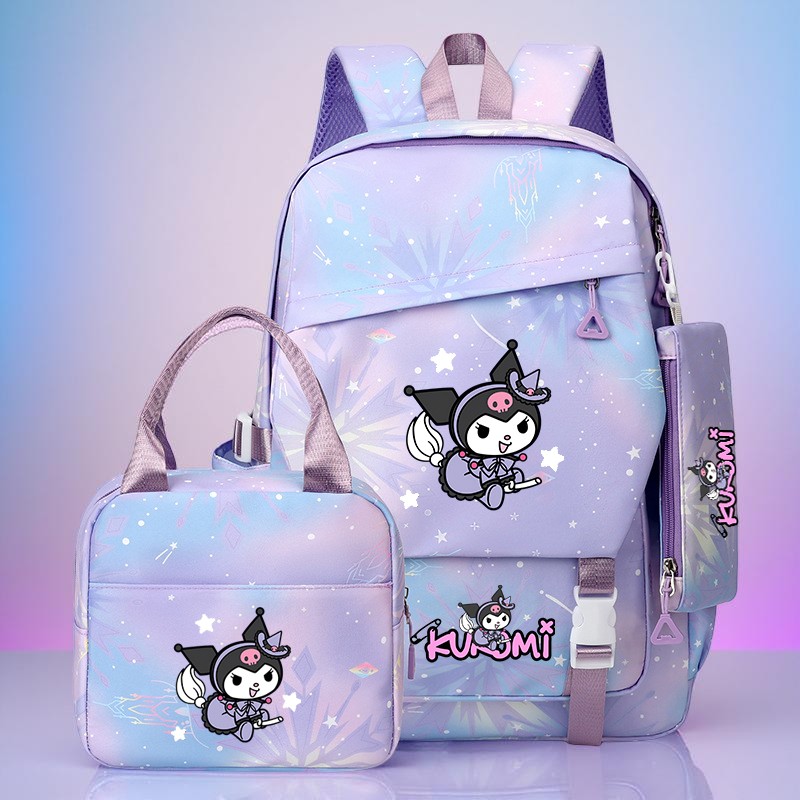 3pc Cute Backpack Set - Kuromi Hello Kitty Cinnamoroll Backpack Set with lunch bag ,pencil pouch,school bag for kids