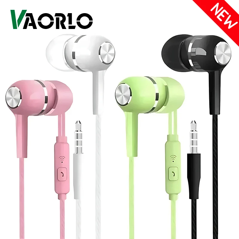 Słuchawki przewodowe 3.5mm douszne z mikrofonem, słuchawki stereo HiFi z basem, sportowe do muzyki i gier, do telefonów i PC