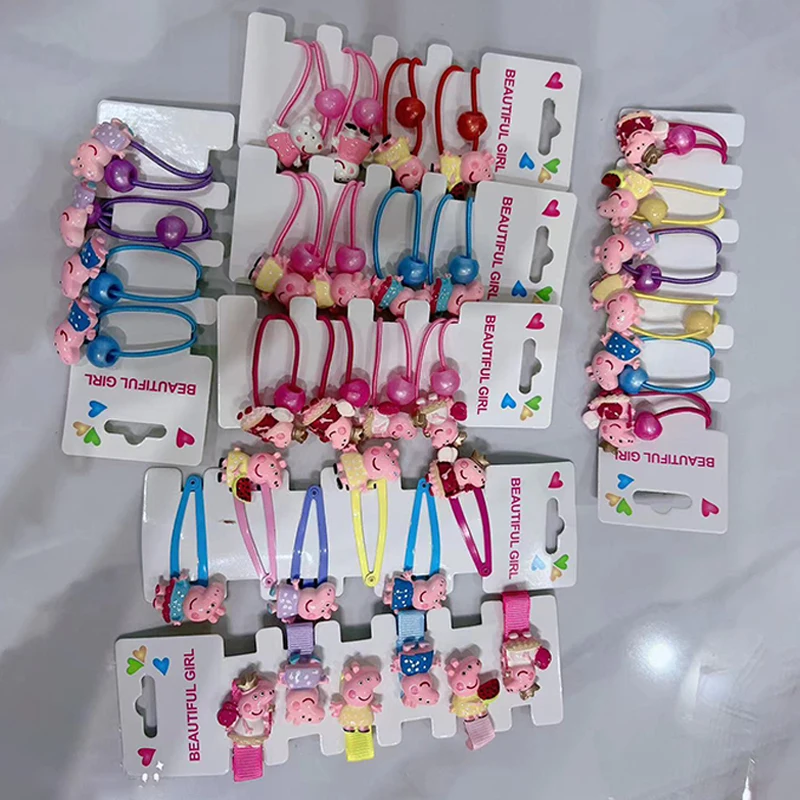 Horquillas Peppa Pig, cuerda para el cabello para niños, horquillas Kawaii Peppa Pig George, cuerda para el cabello Bb Clip para niñas, accesorios Peppa Pig, regalos para estudiantes