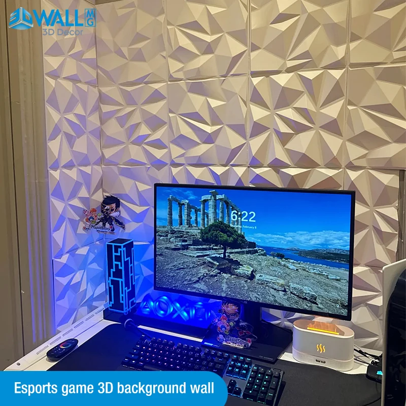 12 ชิ้น 30x30 เซนติเมตร Esports เกม 3D ผนังเพชรออกแบบ 3d วอลล์เปเปอร์ self - กาว 3D สติ๊กเกอร์ติดผนัง 90 วินาทีความงามตกแต่งห้อง