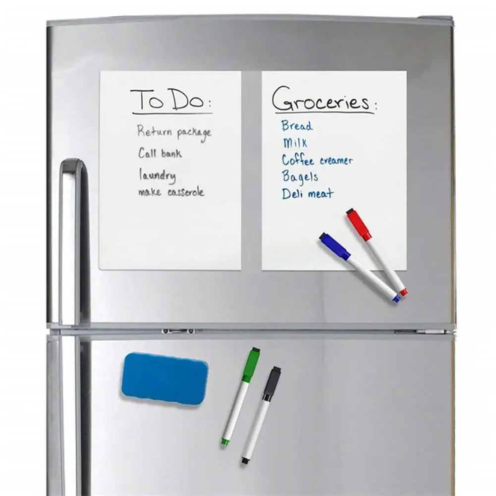 A5 Magnetic Whiteboard with Pens Refrigerator Magnet Note Memo Board Daily Planner Reminder Dry Erase Blackboard Fridge Sticker