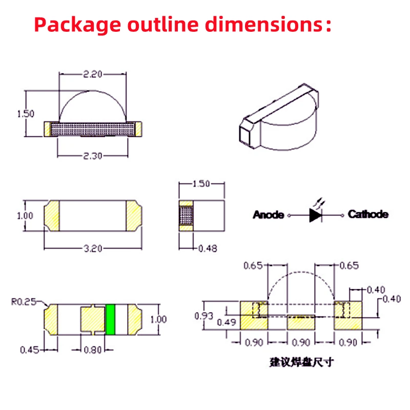 100Pcs 1206 side light 1204 SMD LED 850nm 940nm IR Infrared transmitter Infrared black photosensitive receiving tube