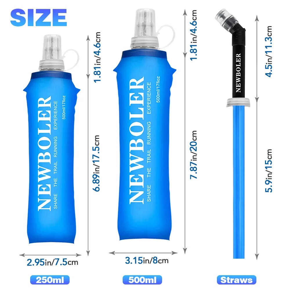 NEWBOLER 250ml 500ml ขวดน้ํา TPU พับขวดน้ํากีฬาขวดน้ํากระเป๋าขวดน้ําพับได้ Running CAMPING