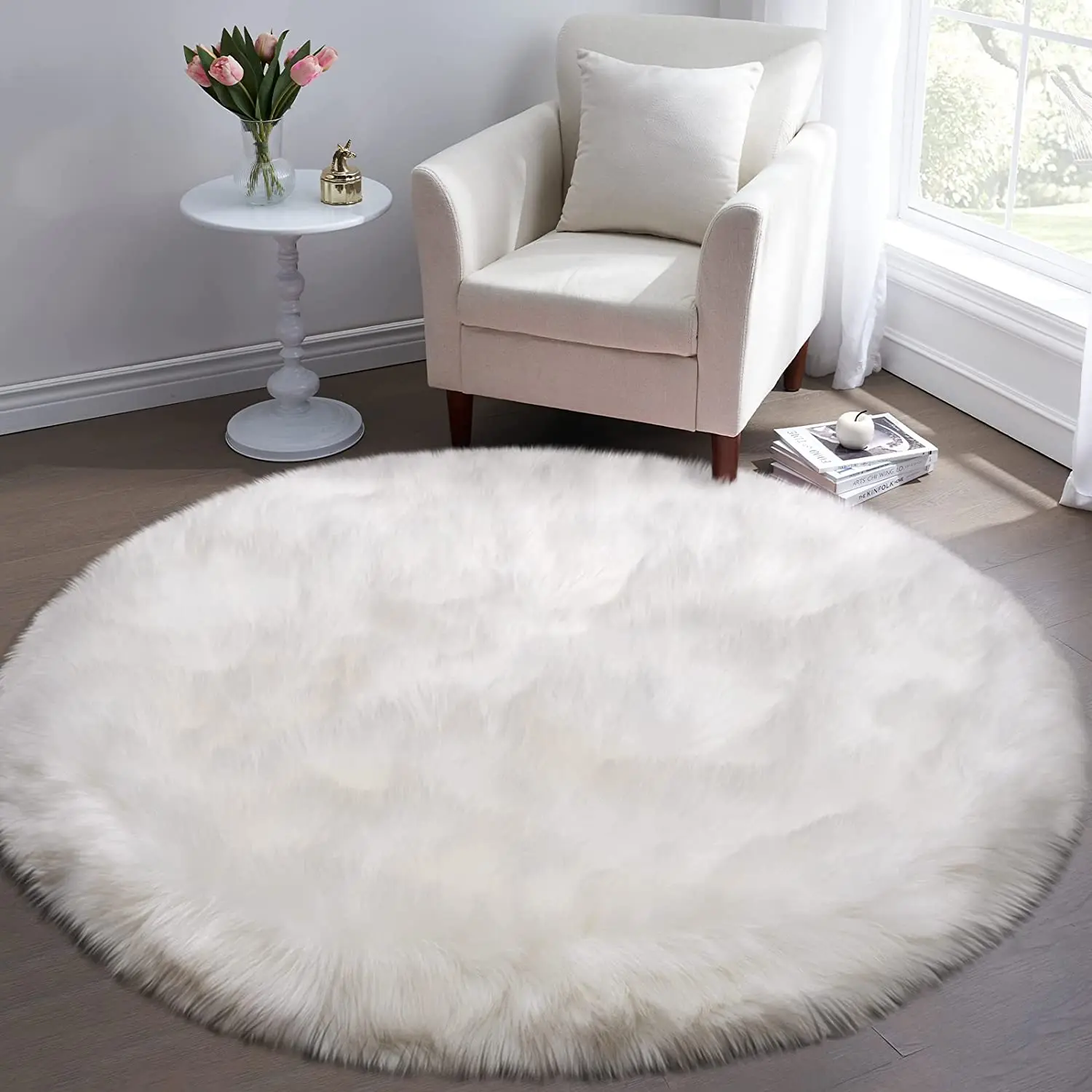Alfombra redonda esponjosa, alfombra decorativa de gran tamaño, alfombras para sala de estar, dormitorio, mascotas, bebés, niños, esteras para jugar