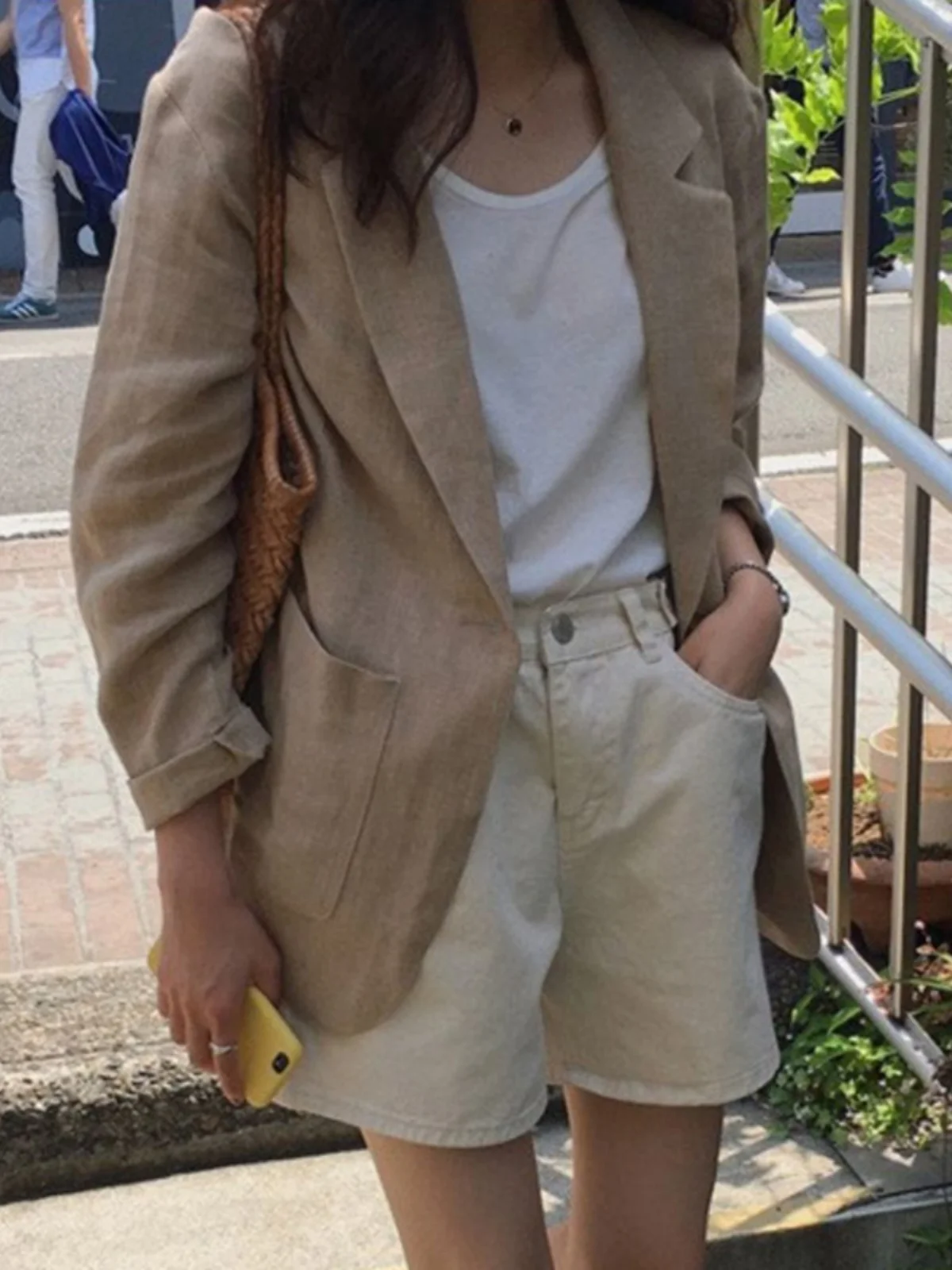  F de Verão Estilo Novo, Ajuste Solto, Material Fino de Aodão e Linho, Tamanho ande, Estilo Urbano, Casaco P...