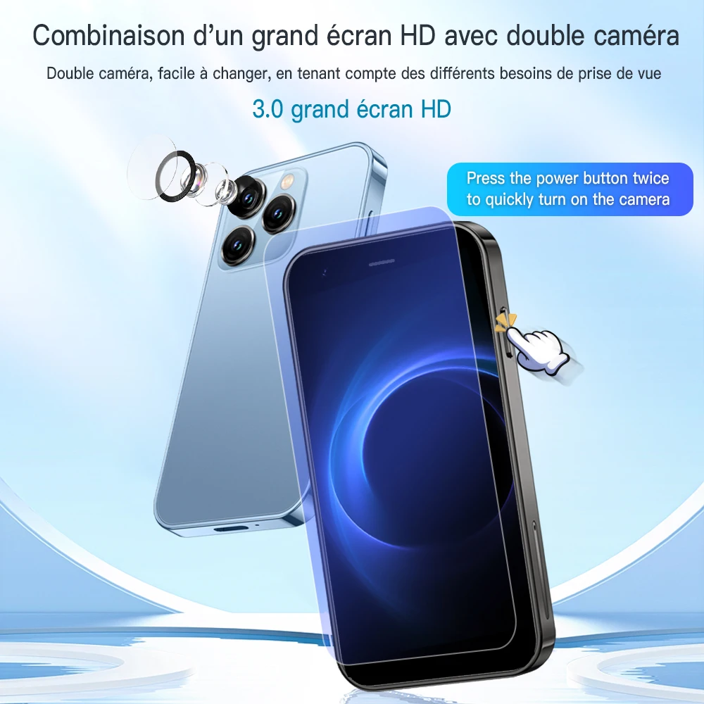 SERVO -Mini Smartphone 15SE, 3G WCDMA, Système Android, WiFi, Hotspot Play, PR3.0 ", Affichage, Petit Palmier, Matin, Touristes intelligents, EpiStandby