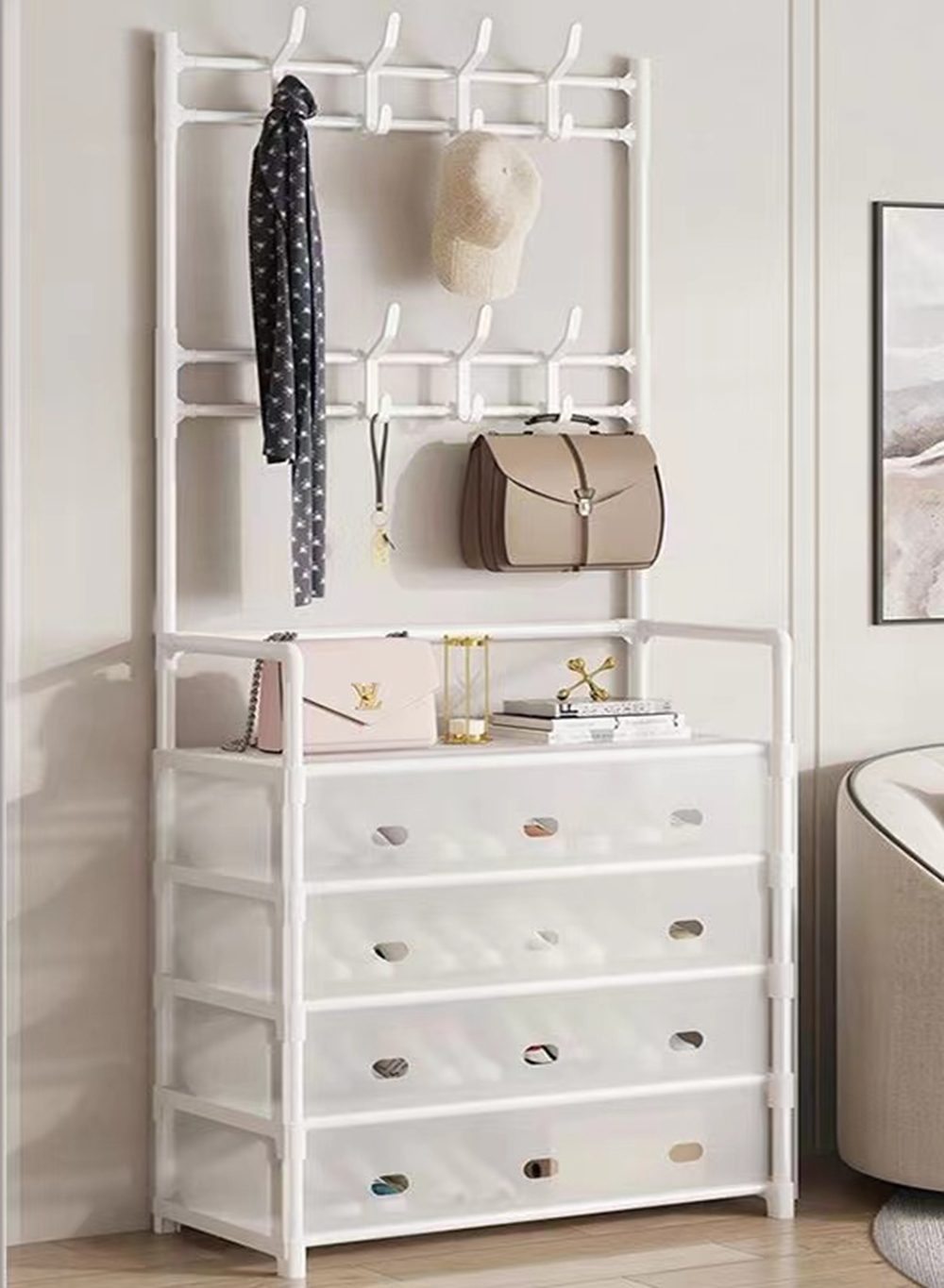 Stofdicht schoenenrek, jashoed slaapkamerhanger, schoenenkast tasopslag 5-laags
